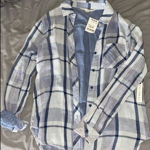 Navy blue and white flannel